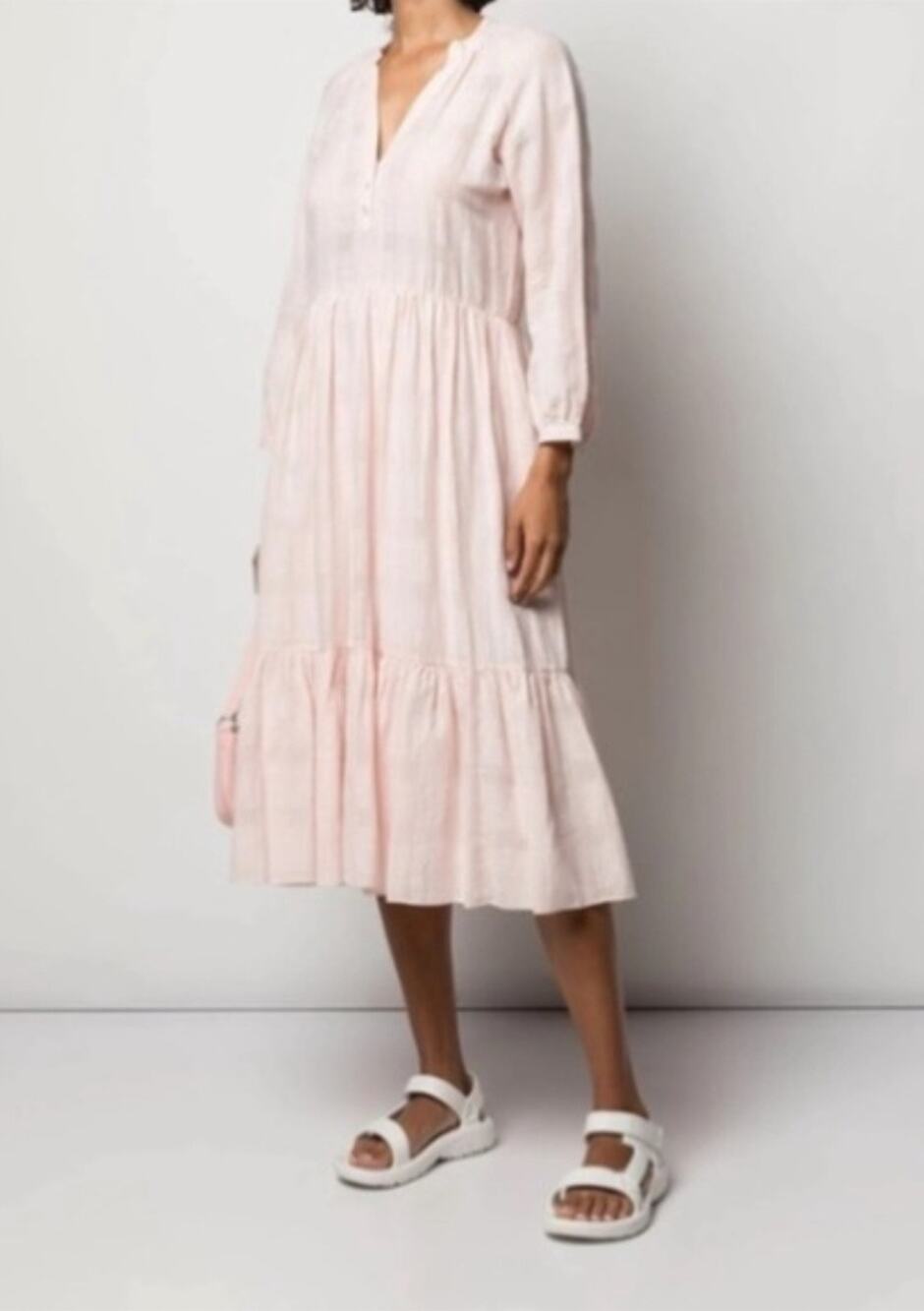 Veronica Beard Sarita Tiered Midi Dress Blush Pink NWT Size Large (Flaw)